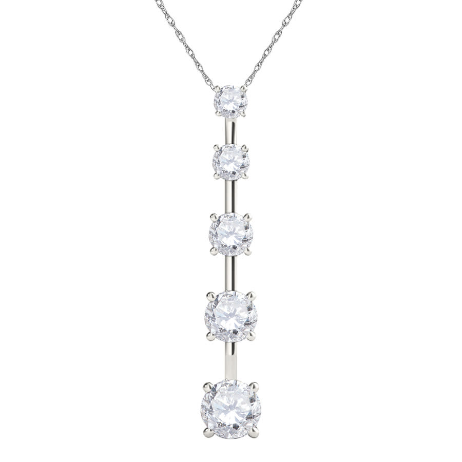 MAULIJEWELS LADIES 14K WHITE GOLD 0.5 CT ROUND CUT WHITE DIAMOND BOX PENDANT NECKLACE WITH 18'' 14K WHITE GOLD P