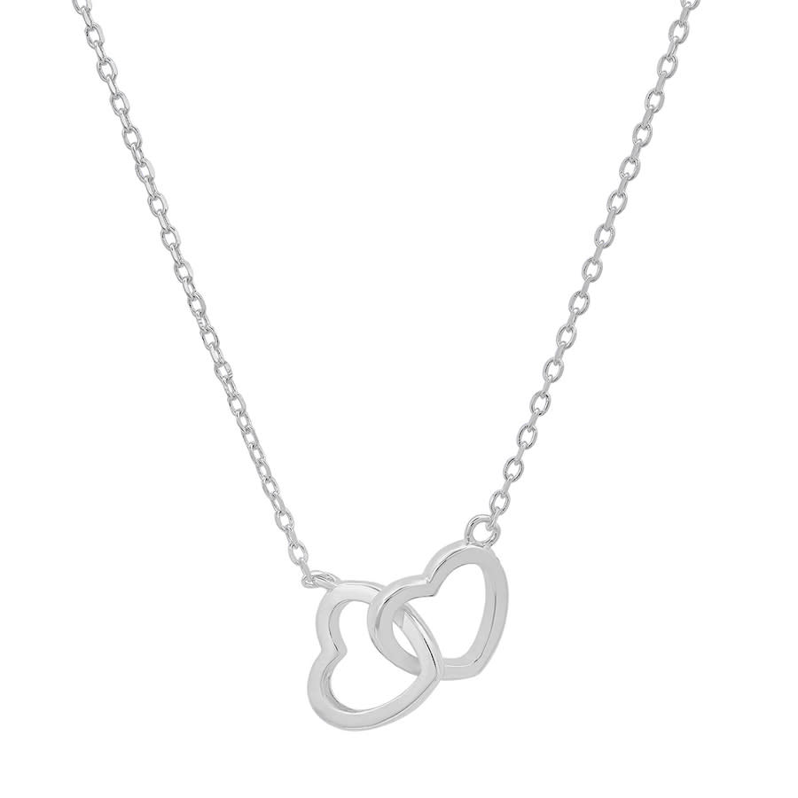 Kylie Harper Sterling Silver  Interlocking Love  Hearts Necklace In Silver-tone