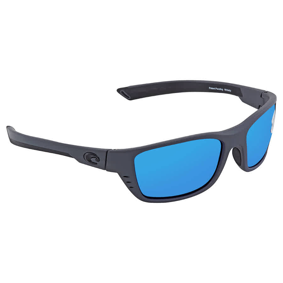 Costa Del Mar Whitetip Blue Mirror Polarized Glass Rectangular Sunglasses Wtp 98 Obmglp In Blue,grey,white