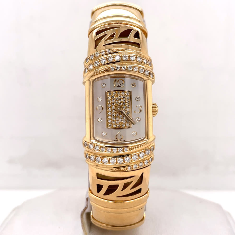 Pre-owned Ebel Happy Sport Quartz Diamond Ladies Watch 8057829-12 In Gold / Gold Tone / Mop / Mother Of Pearl / Yellow