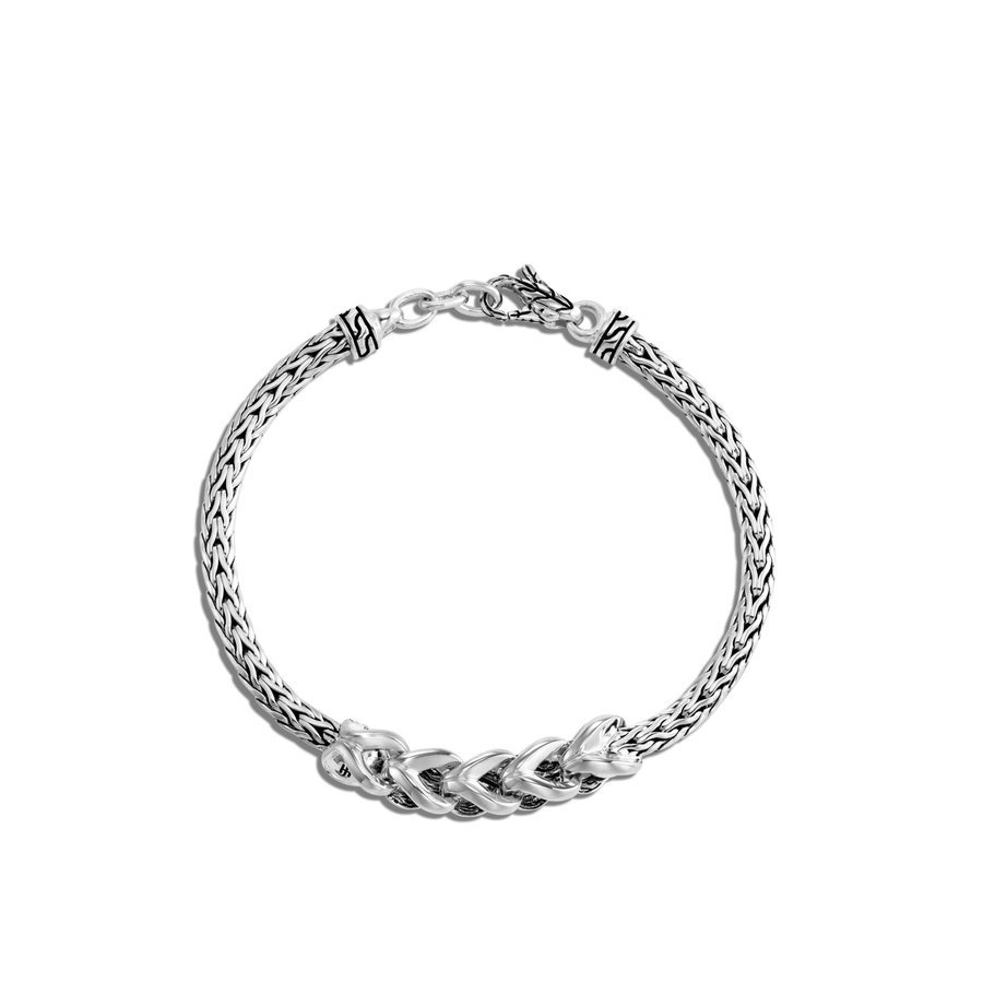 John Hardy Asli Classic Chain Station In Silver 3.55mm Link Bracelet - Bb90366xm In Silver-tone