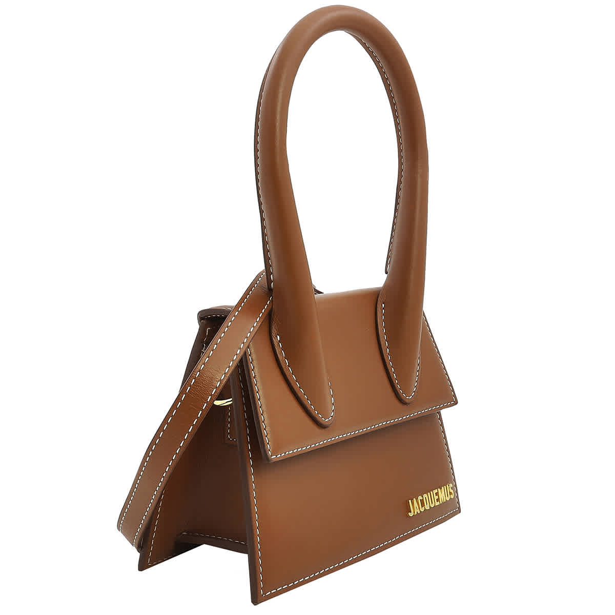 Shop Jacquemus Brown Leather Le Chiquito Moyen Handbag
