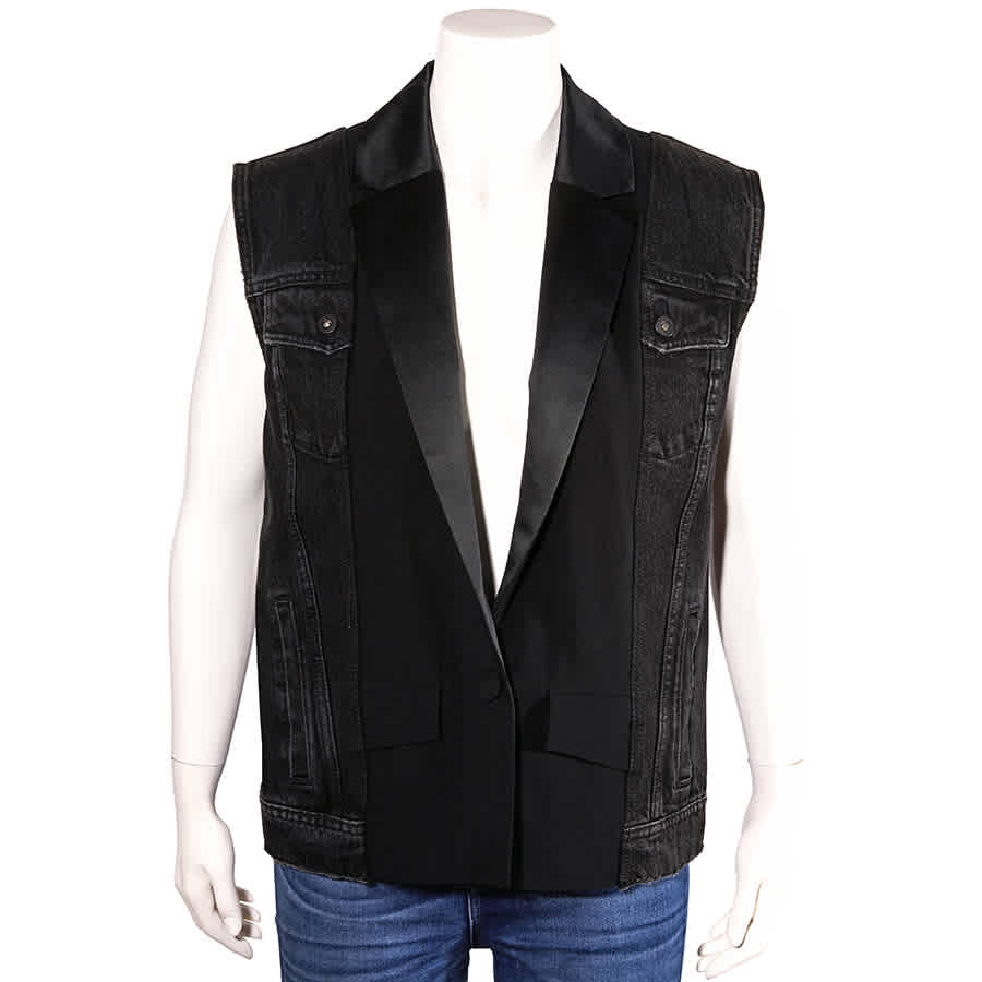 FILLES À PAPA FILLES A PAPA BLACK 'BONIE' DENIM SLEEVELESS JACKET