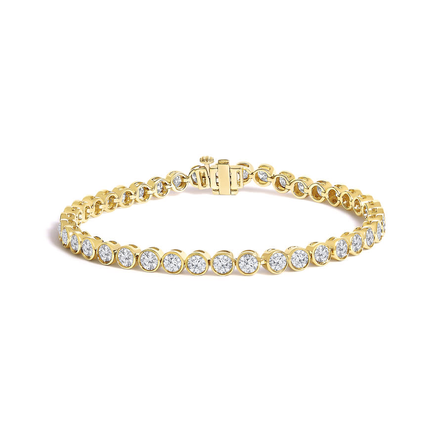 Haus of Brilliance 10K Yellow Gold 8.0 Cttw Bezel Set Round Diamond Tennis Bracelet