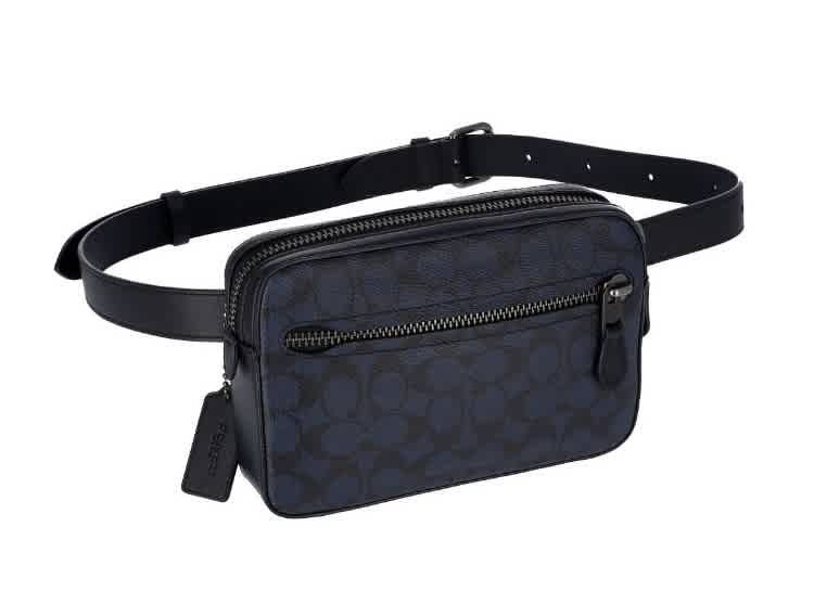 Coach Mens Signature Canvas Metropolitan Soft Belt Bag In Midnight Navy In Blue