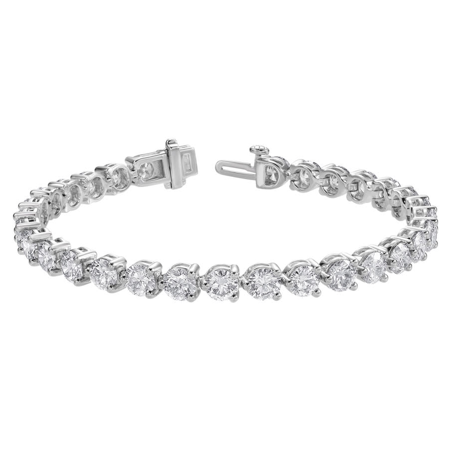 Brilliant Diamond 13.00 Carat 14K White Gold Round Cut Lab Grown Diamond 7'' Tennis Bracelet for Women- Color/Clarity-IBSI