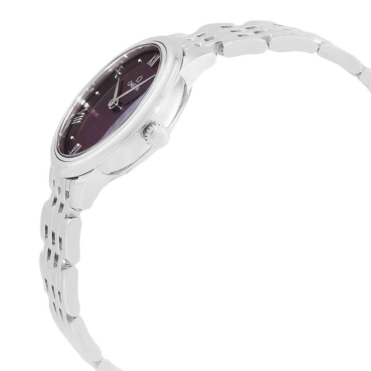 Shop Omega De Ville Quartz Burgundy Dial Ladies Watch 434.10.28.60.11.001