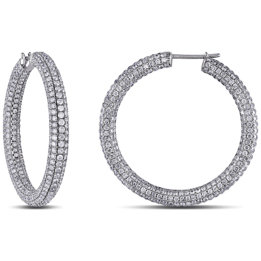 Amour 8 3/8 Ct Tw Diamond Hoop Earrings In 18k White Gold