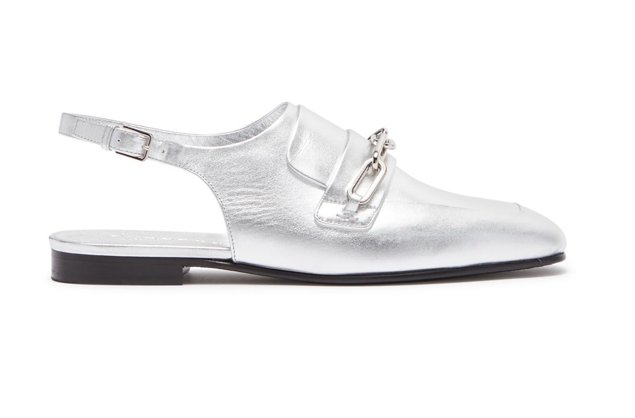 BURBERRY CHEWLTOWN LADIES LEATHER SILVER GREY LOAFERS