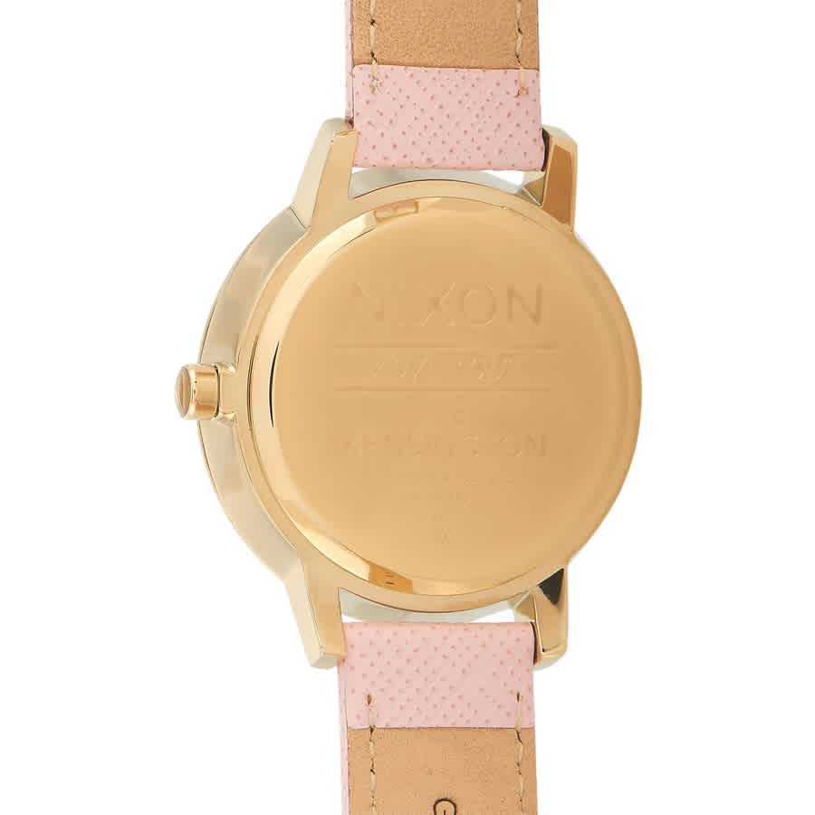 Shop Nixon Kensington Quartz Pale Pink Leather Ladies Watch A108-2813-00 In Gold Tone / Pink