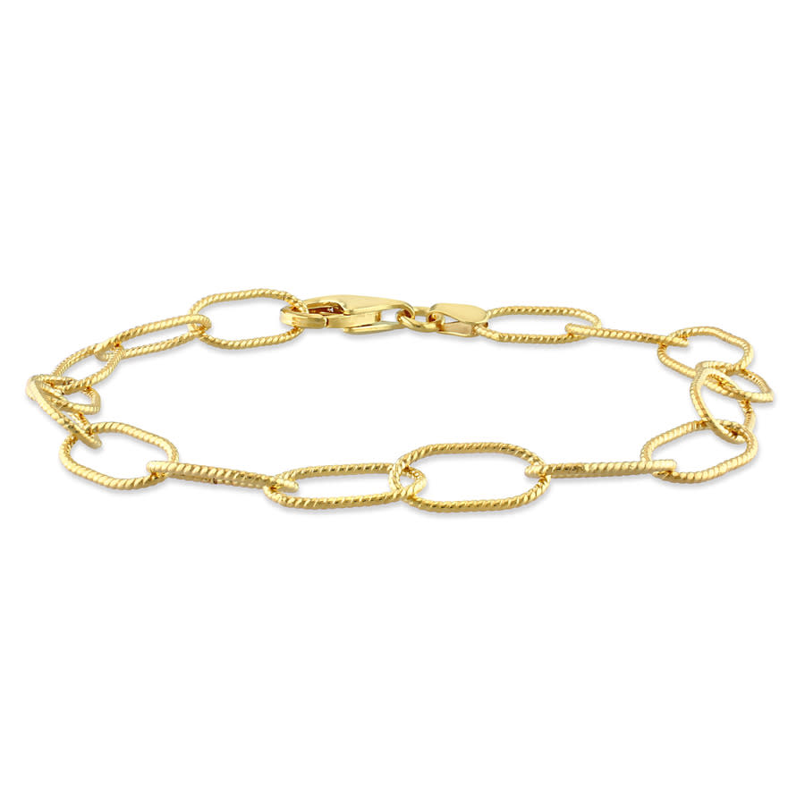 Amour 6.5mm Rolo Chain Link Bracelet In 18k Yellow Gold Plated Sterling