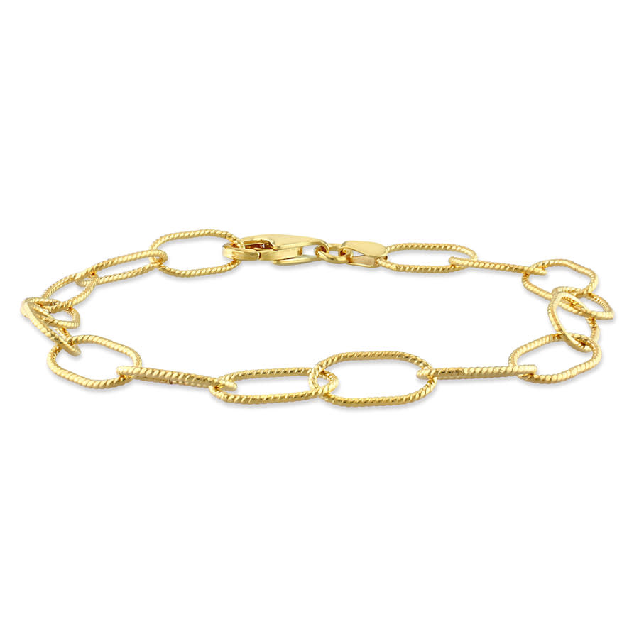 Amour 6.5mm Rolo Chain Link Bracelet In 18k Yellow Gold Plated Sterling In Yellow