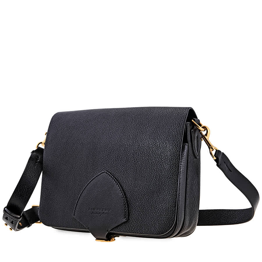 Burberry The Large Square Leather Satchel- Black In Black,two Tone