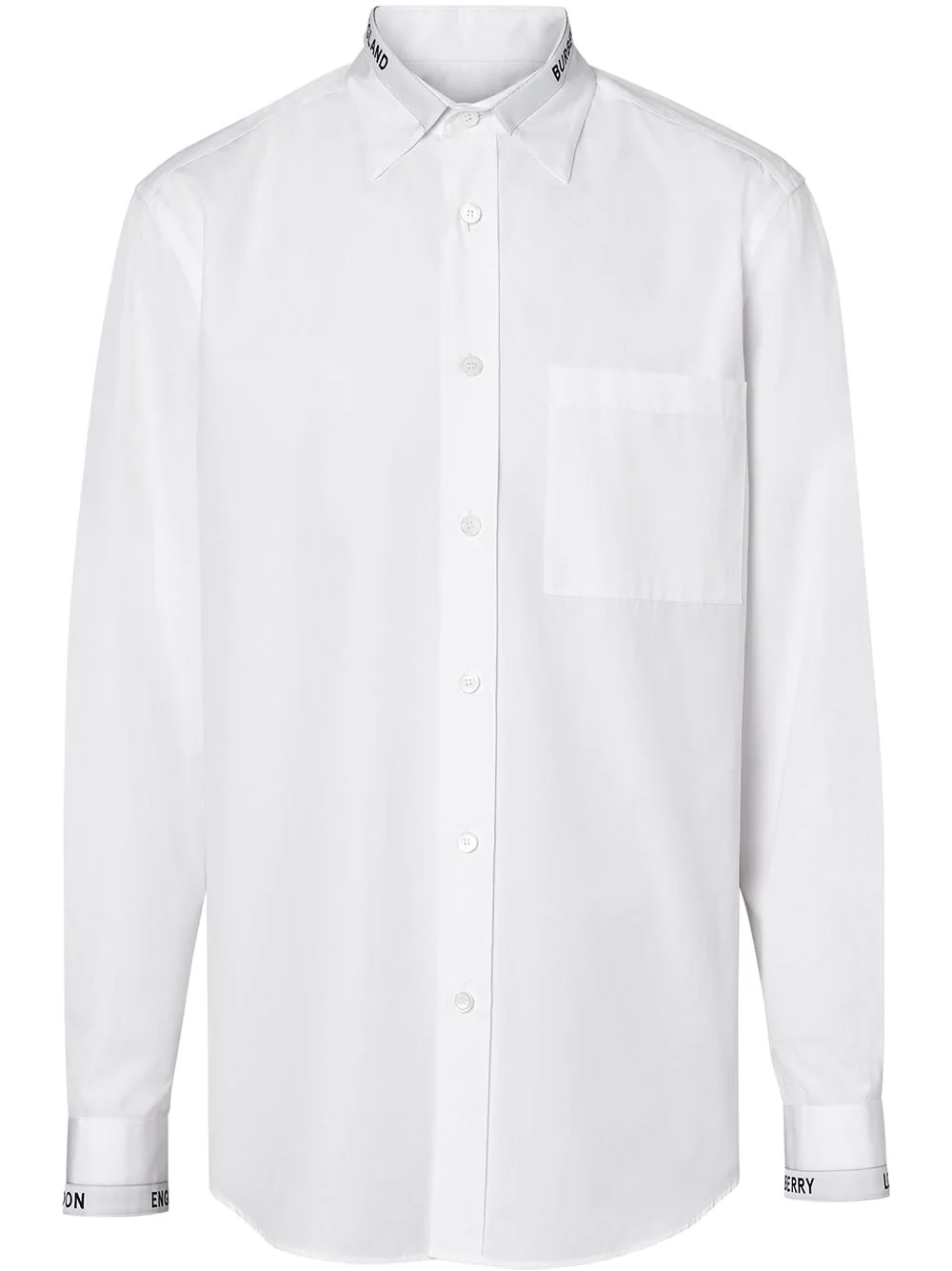 Burberry Mens Long-sleeve Logo Detail Cotton Poplin Shirt