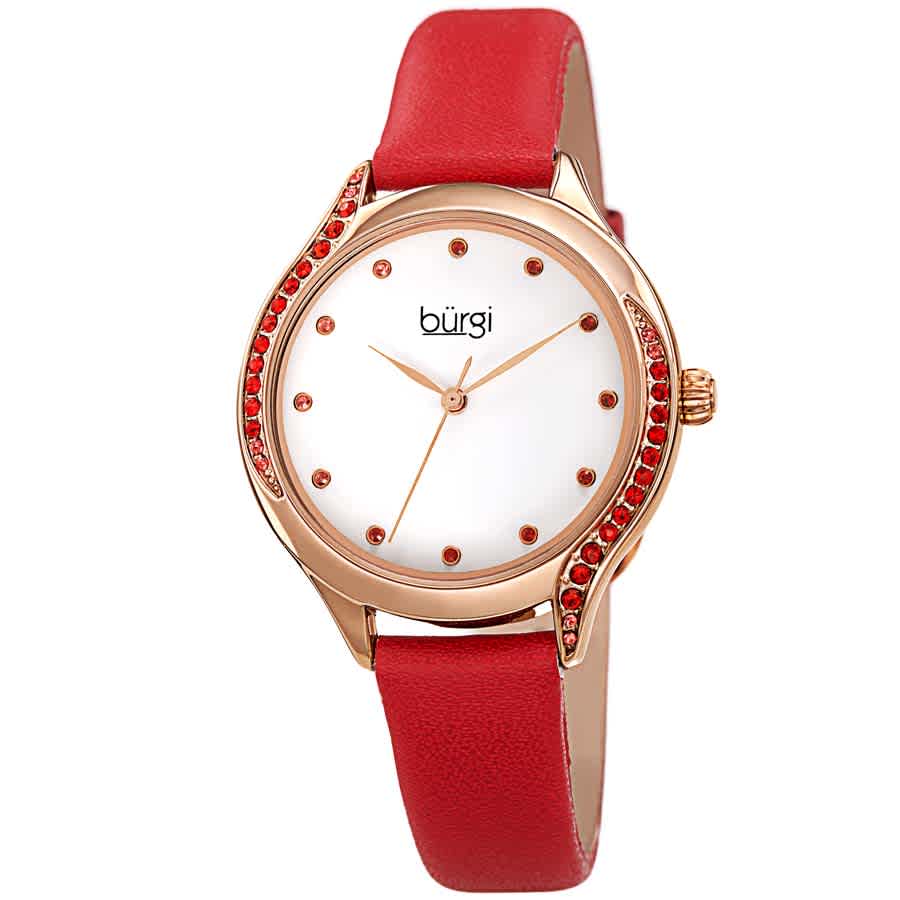 Burgi Crystal White Dial Ladies Watch Bur239rd In Red   / Gold Tone / White