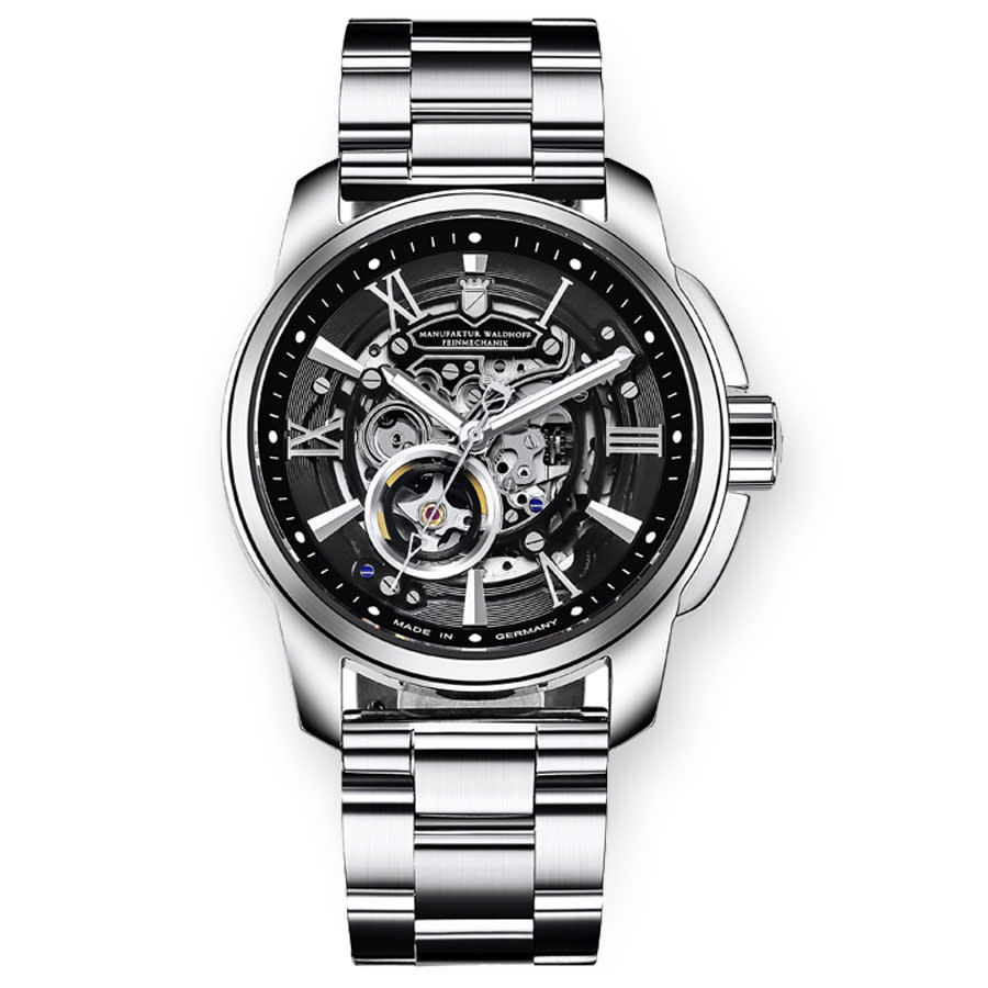 Waldhoff Republic Automatic Black Dial Mens Watch Mwf-04-ss-02-wbk-3l In Black,silver Tone