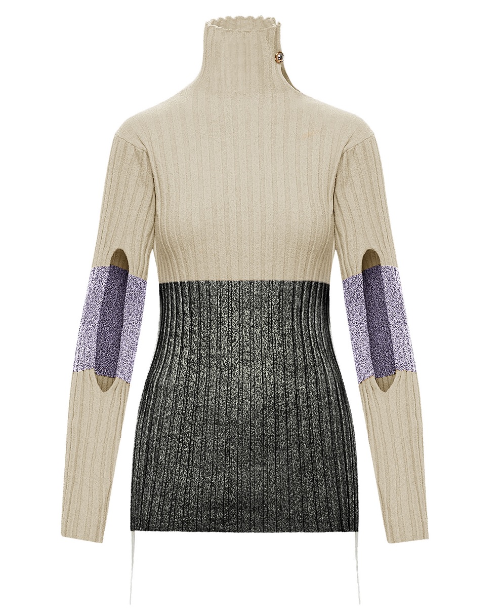 Shop Moncler Ladies Tricot Knit Turtleneck Sweater In Black/optic White