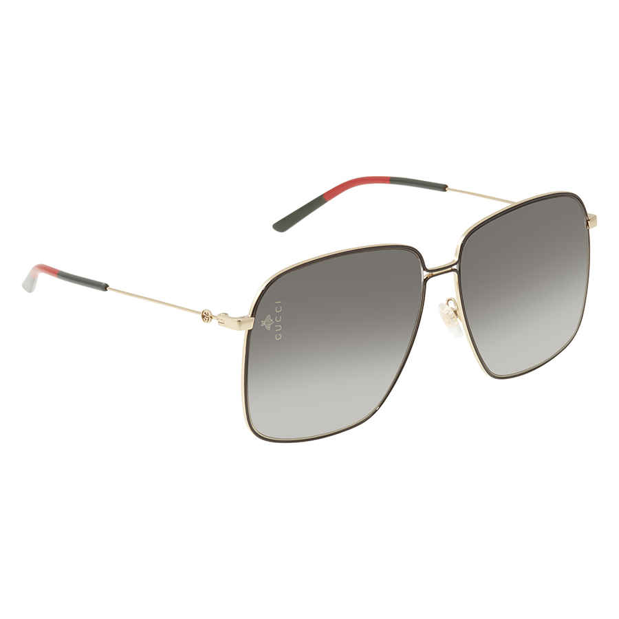 Gucci Grey Shaded Oversized Sunglasses Gg0394s 001 61 In Black,gold Tone,grey