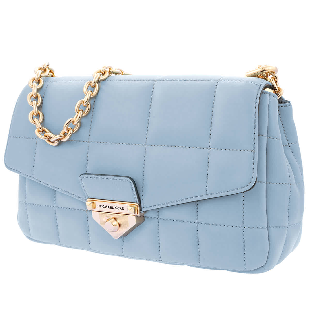 Michael Kors Ladies Soho Large Quilted Leather Shoulder Bag In Pale Blue