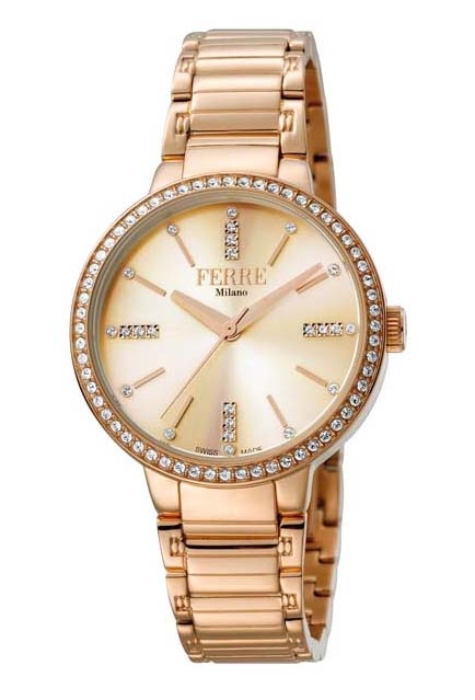 Ferre Milano Women's Rose Gold Dial Stainless Steel Watch In Gold / Gold Tone / Rose / Rose Gold / Rose Gold Tone