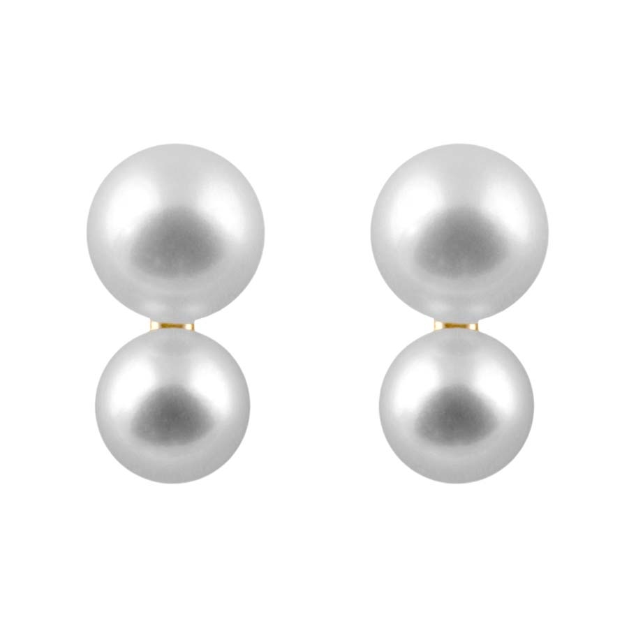 Bella Pearl White Freshwater Pearl Earrings Hof-32 In White,yellow