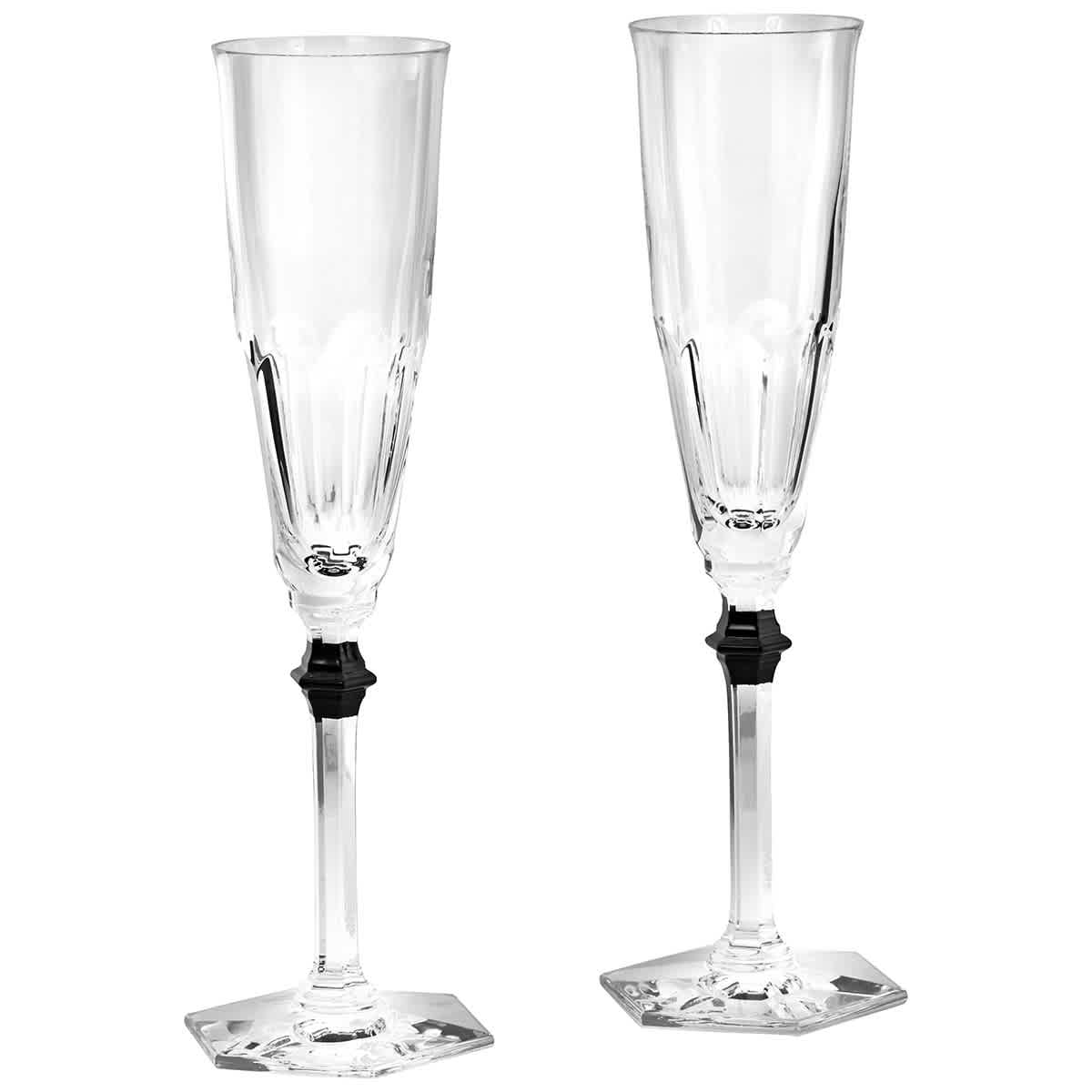 Baccarat Harcourt Eve Set Of 2 Lead Crystal Flutes In Black / Champagne