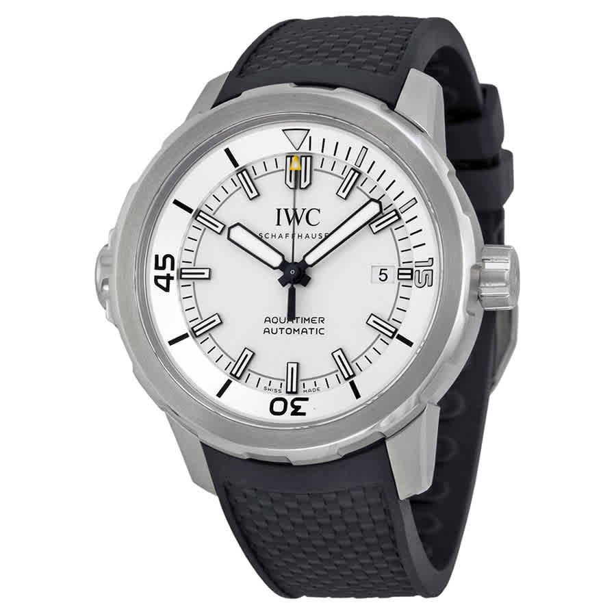 Iwc Schaffhausen Aquatimer Automatic Silver Dial Black Rubber Mens Watch Iw329003 In Aqua / Black / Silver