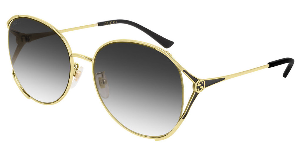 Gucci Grey Gradient Round Ladies Sunglasses Gg0650sk-001 59 In Gold Tone,grey
