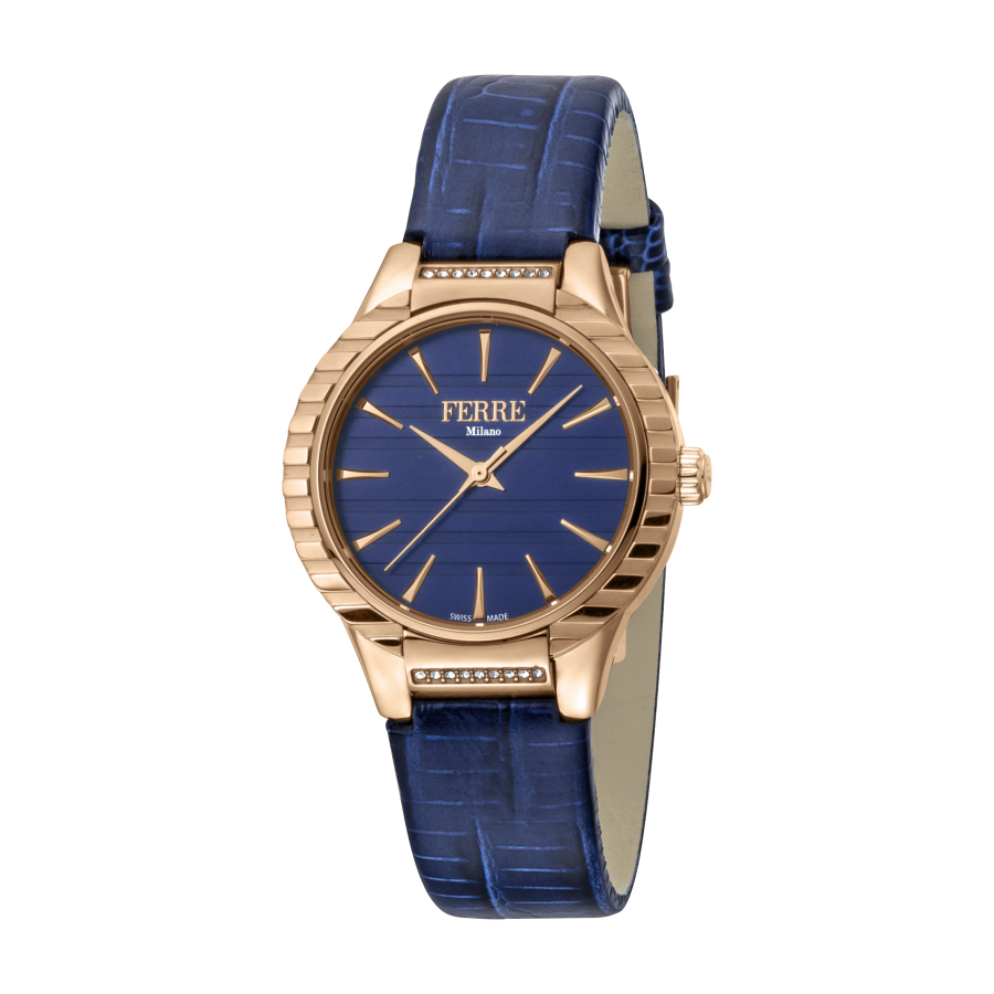 Ferre Milano Quartz Blue Dial Ladies Watch Fm1l114l0031 In Blue / Gold Tone / Rose / Rose Gold Tone