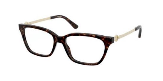 Tory Burch Demo Square Ladies Eyeglasses Ty2107 1800 52 In Dark / Tortoise