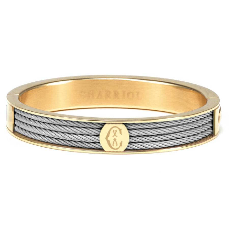 Charriol Forever Yellow Gold Pvd Steel Cable Bangle In Gold / Yellow