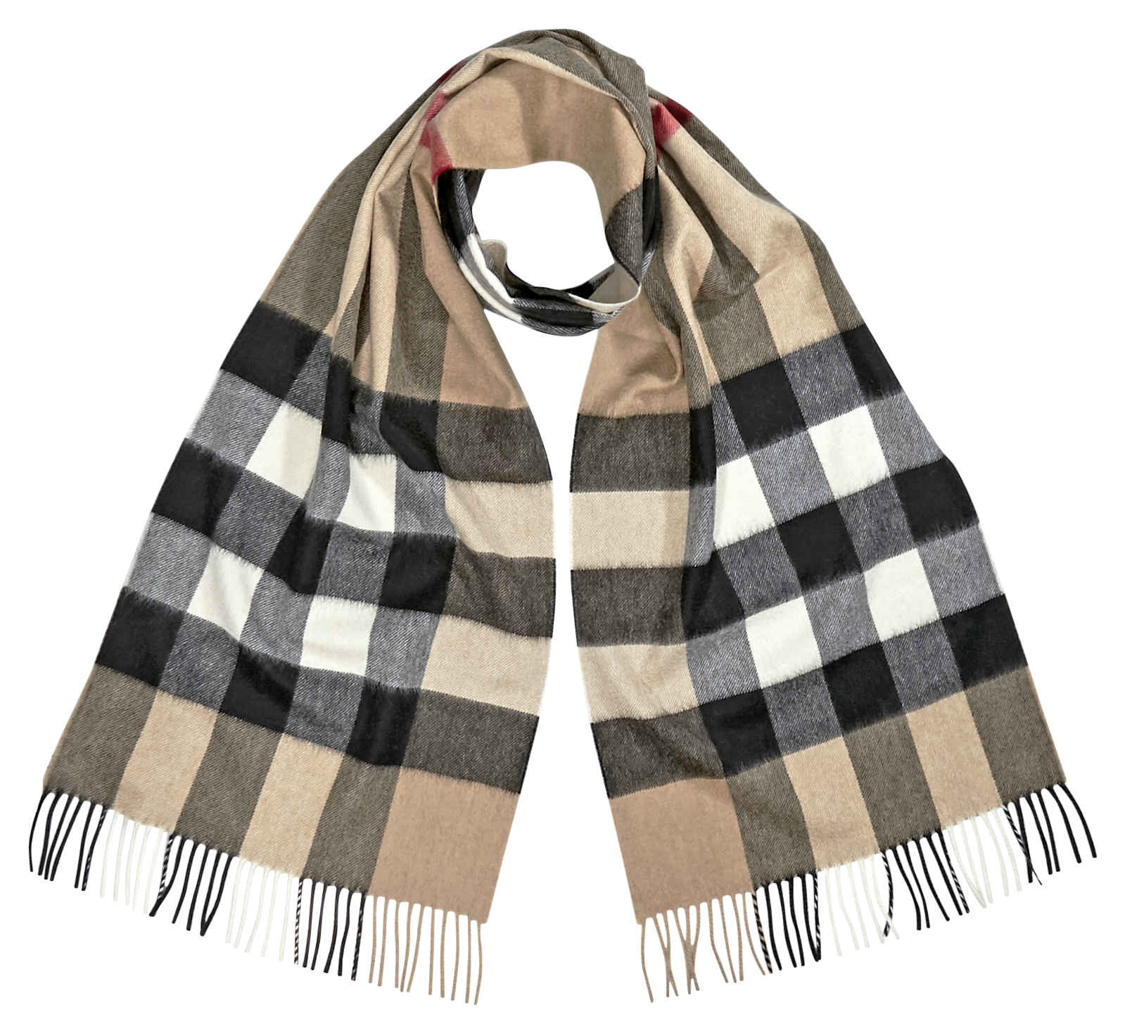 Burberry Half Mega Check Cashmere Scarf In N,a