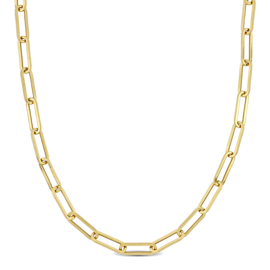 Amour 14k Yellow Gold 4.3mm Polished Paperclip Chain Necklace 24