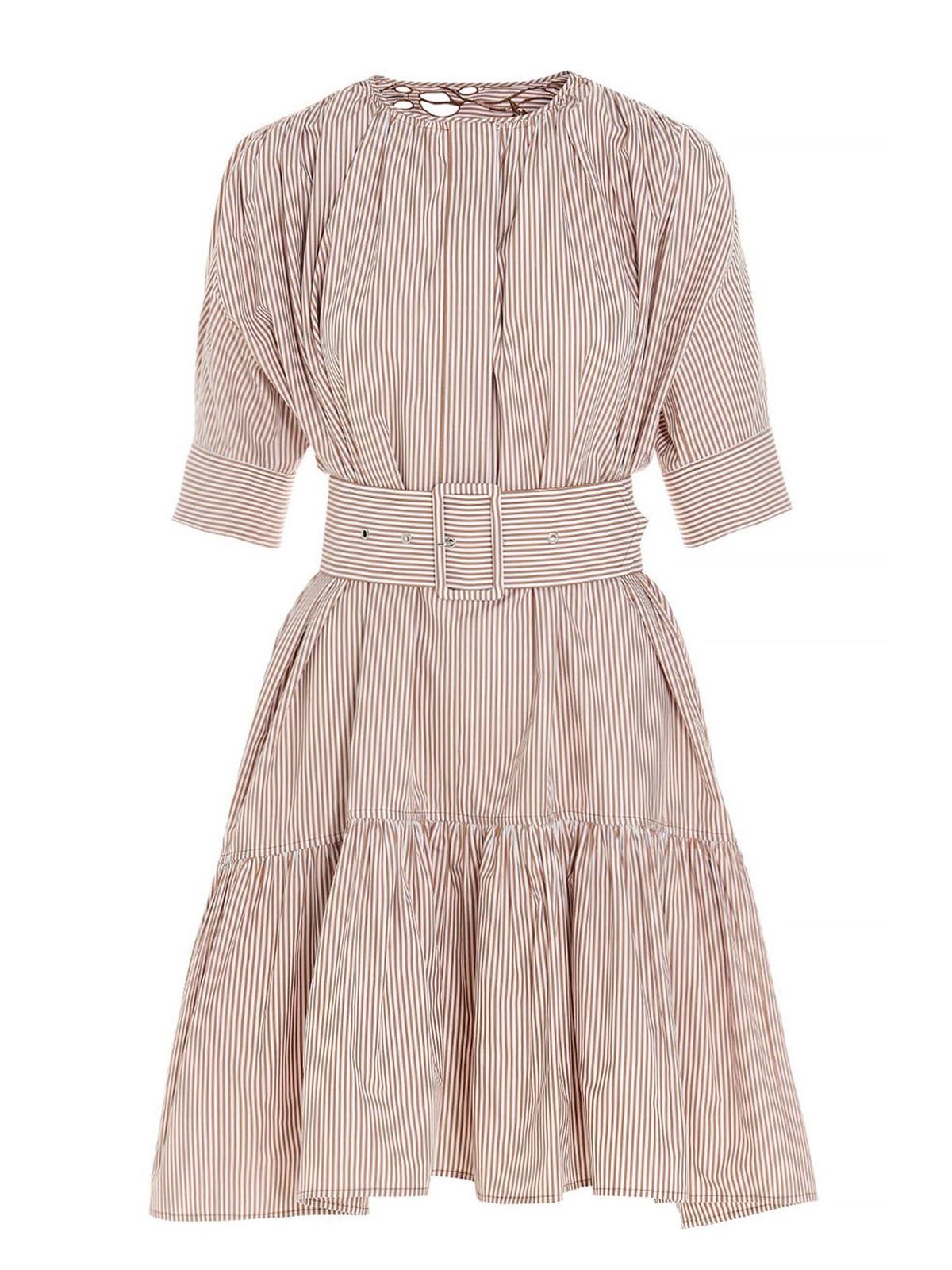 Chloé Chloe Ladies White / Beige Striped Dress In White/beige