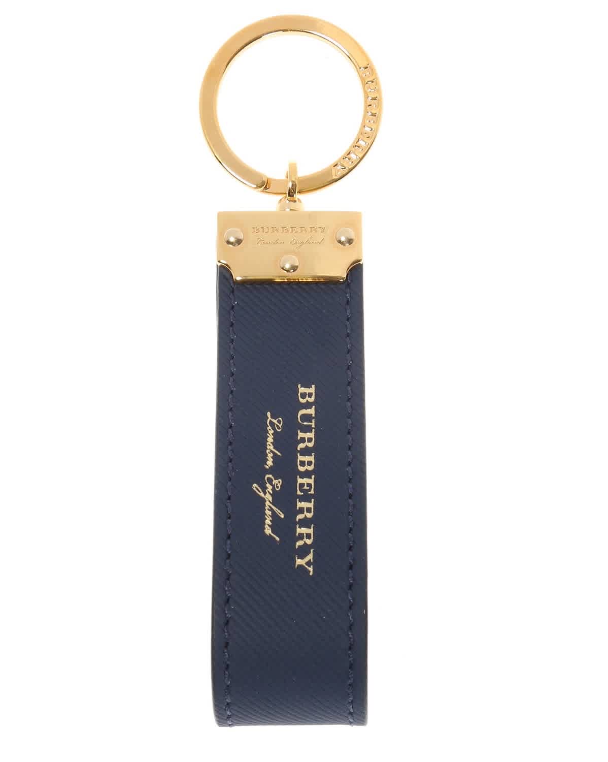 Click to view more detailed imagery on our partner's website Burberry Mens Trench Leather Key Ring In Blue,gold Tone
