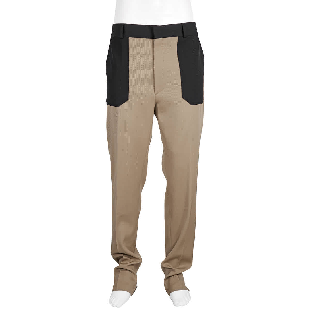 FENDI MENS TWO-TONE VIRGIN-WOOL TWILL TROUSERS, BRAND SIZE 48 (WAIST SIZE 32'')