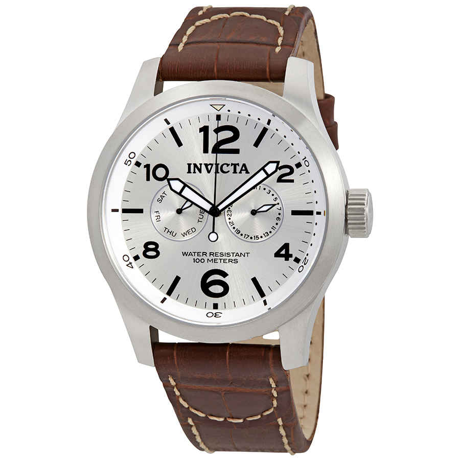 INVICTA I FORCE MULTI-FUNCTION SILVER DIAL BROWN LEATHER MENS WATCH 0765