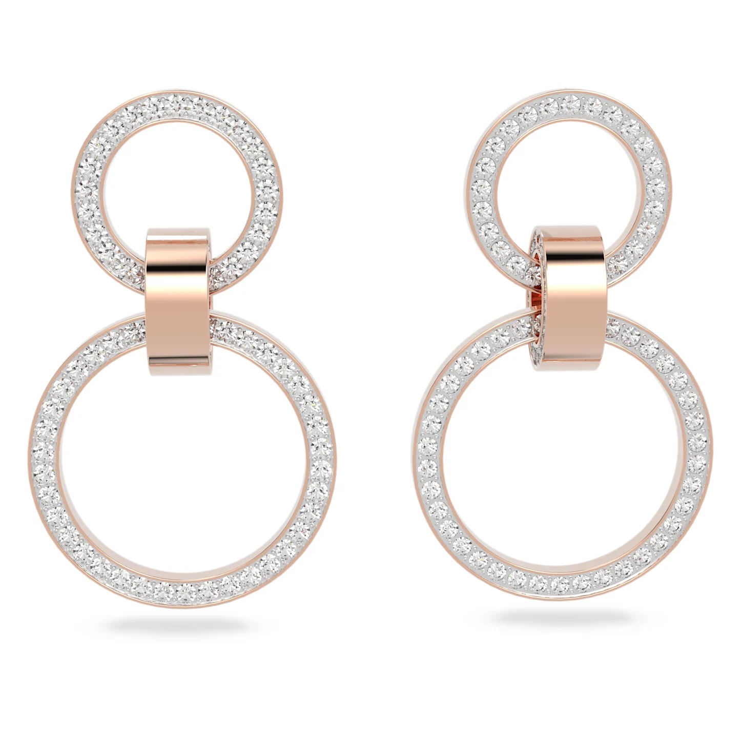 Swarovski Hollow Rose Goldplated Crystal Circular Drop Earrings In White/rose Gold