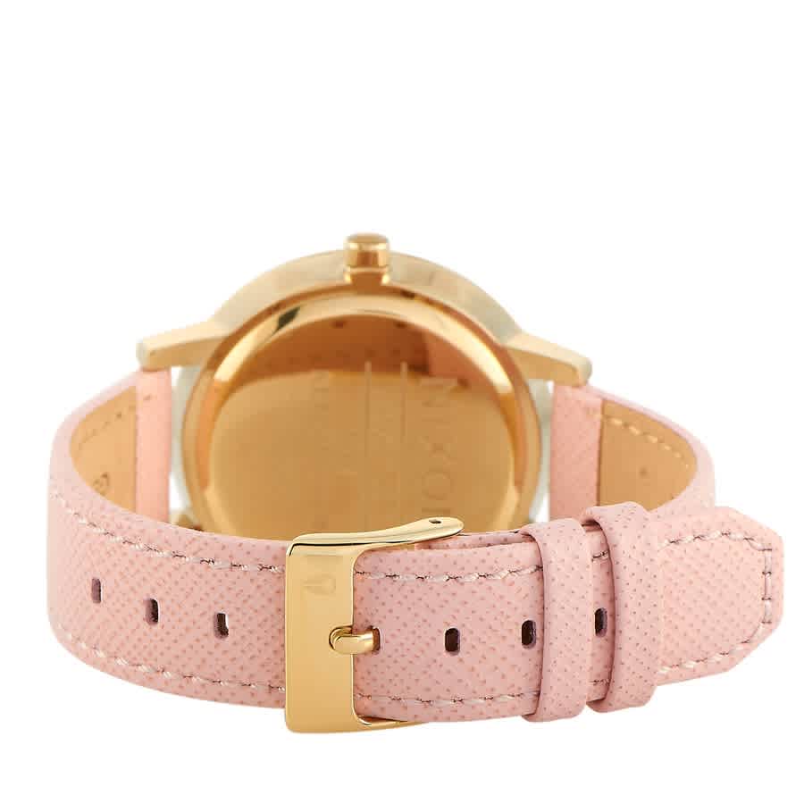 Shop Nixon Kensington Quartz Pale Pink Leather Ladies Watch A108-2813-00 In Gold Tone / Pink