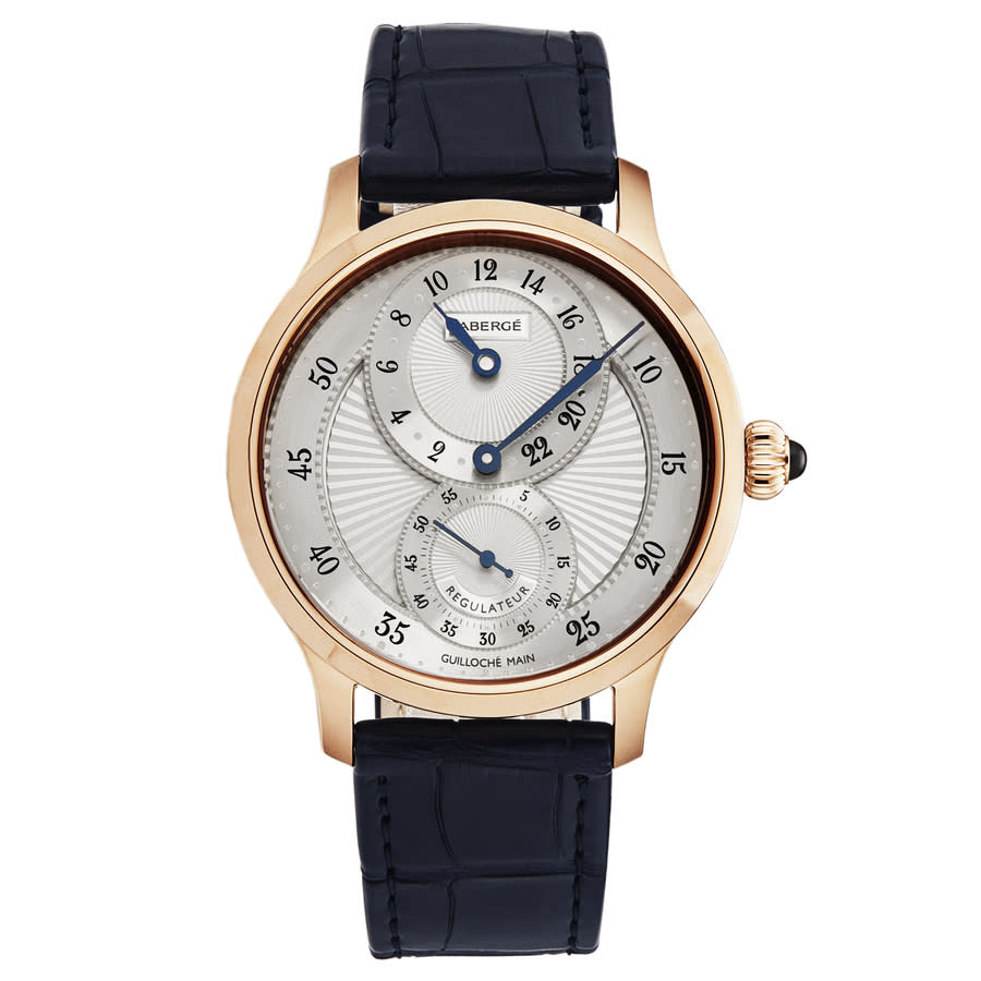 Fabergé Faberge Agathon Hand Wind Silver Dial Mens Watch Fab-212 In Blue / Gold / Gold Tone / Rose / Rose Gold / Rose Gold Tone / Silver