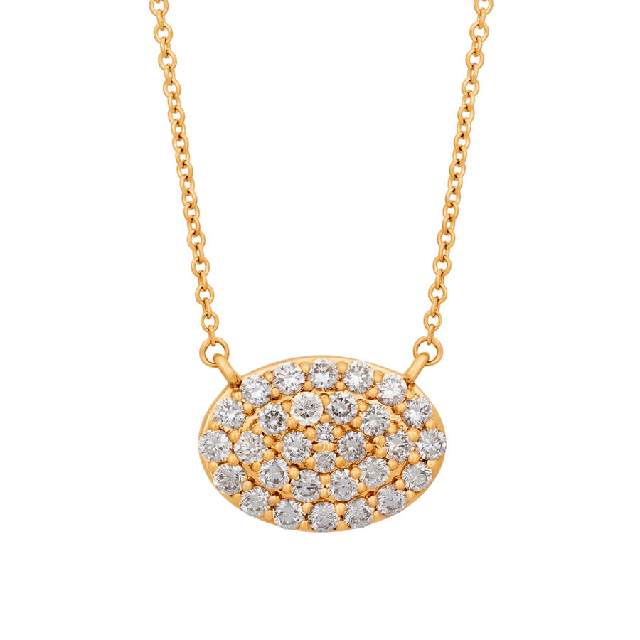 Tresorra 18k Yellow Gold Oval Cluster Diamond Necklace