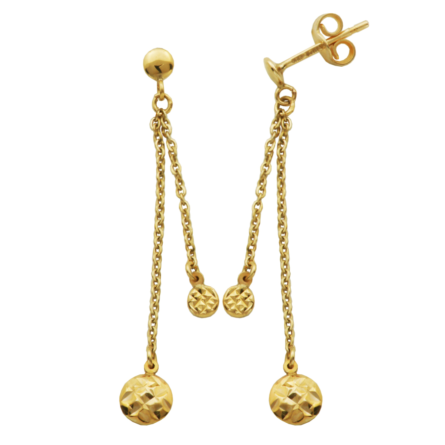 Treesse 10k Yellow Gold Hammered Texture Balls Drop Stud Earrings In Gold Tone,yellow