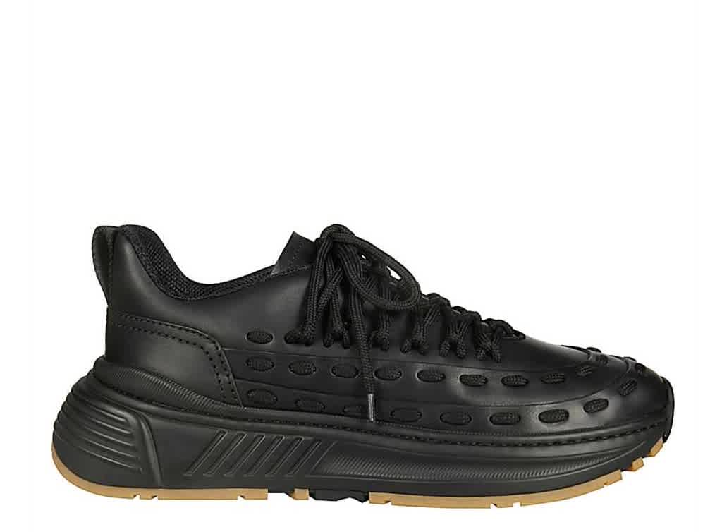 Bottega Veneta Mens Black Speedster Leather Sneakers With Criss Cross Lace