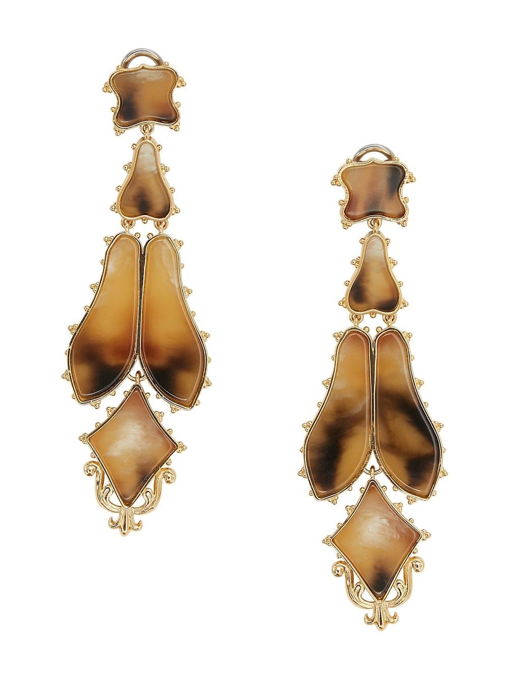 Burberry Resin And Gold-plated Regal Butterly Drop Earrings In Light Gold/horn