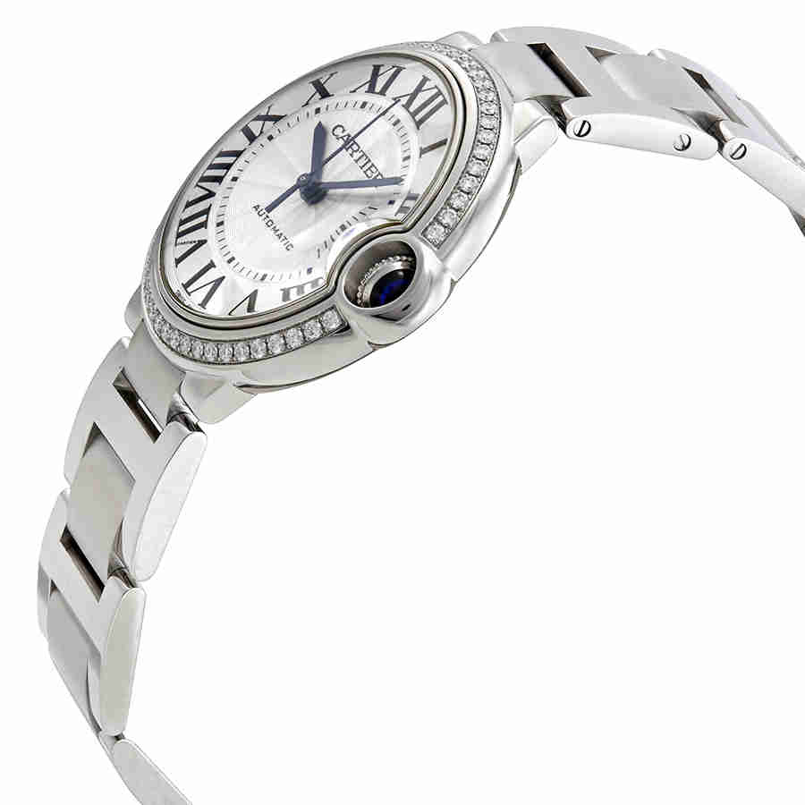 Shop Cartier Ballon Bleu 36 Mm Automatic Diamond Ladies Watch W4bb0017 In Blue / Silver