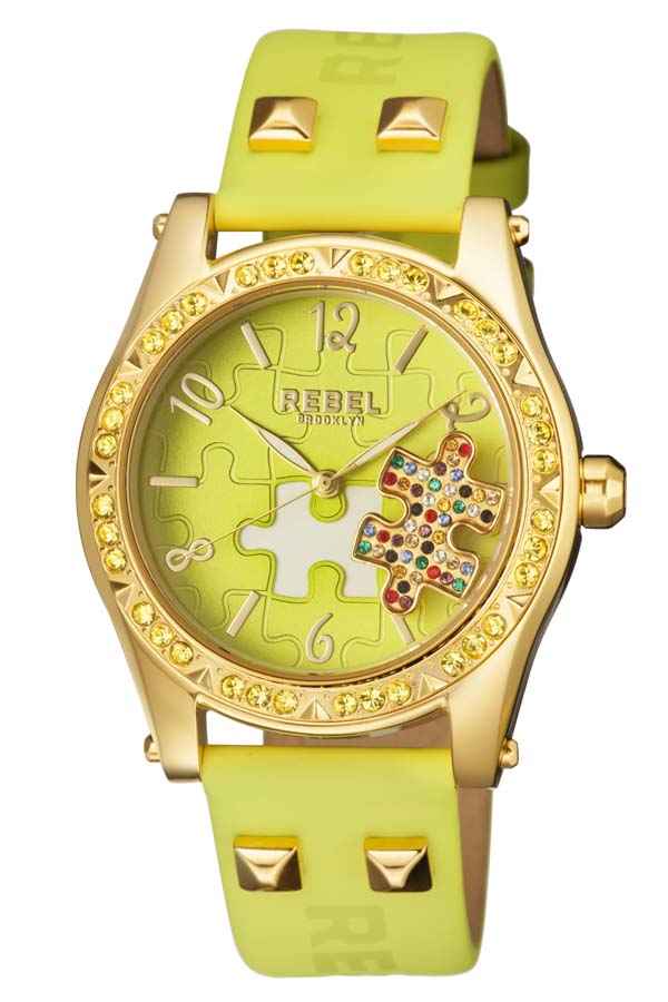 Rebel Gravesend Ladies Watch Rb111-9171 In Gold Tone / Green / Lime
