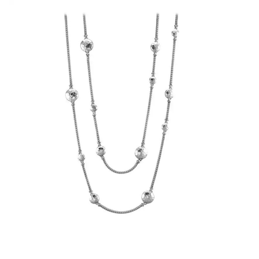 John Hardy Dot Hammered Station Necklace - Nb7151x36 In Silver-tone