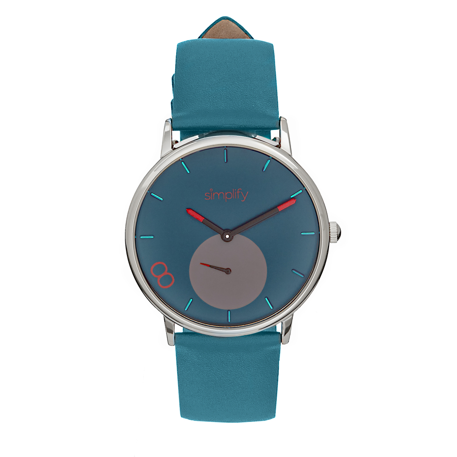 Simplify The 7200 Quartz Blue Dial Green Leather Unisex Watch Sim7205 In Black,blue,green,gunmetal,red