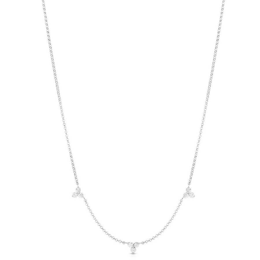 Roberto Coin Diamonds By The Inch 3 Station Diamond Necklace In White Gold - 0.25ctw - 7773260aw17x In White