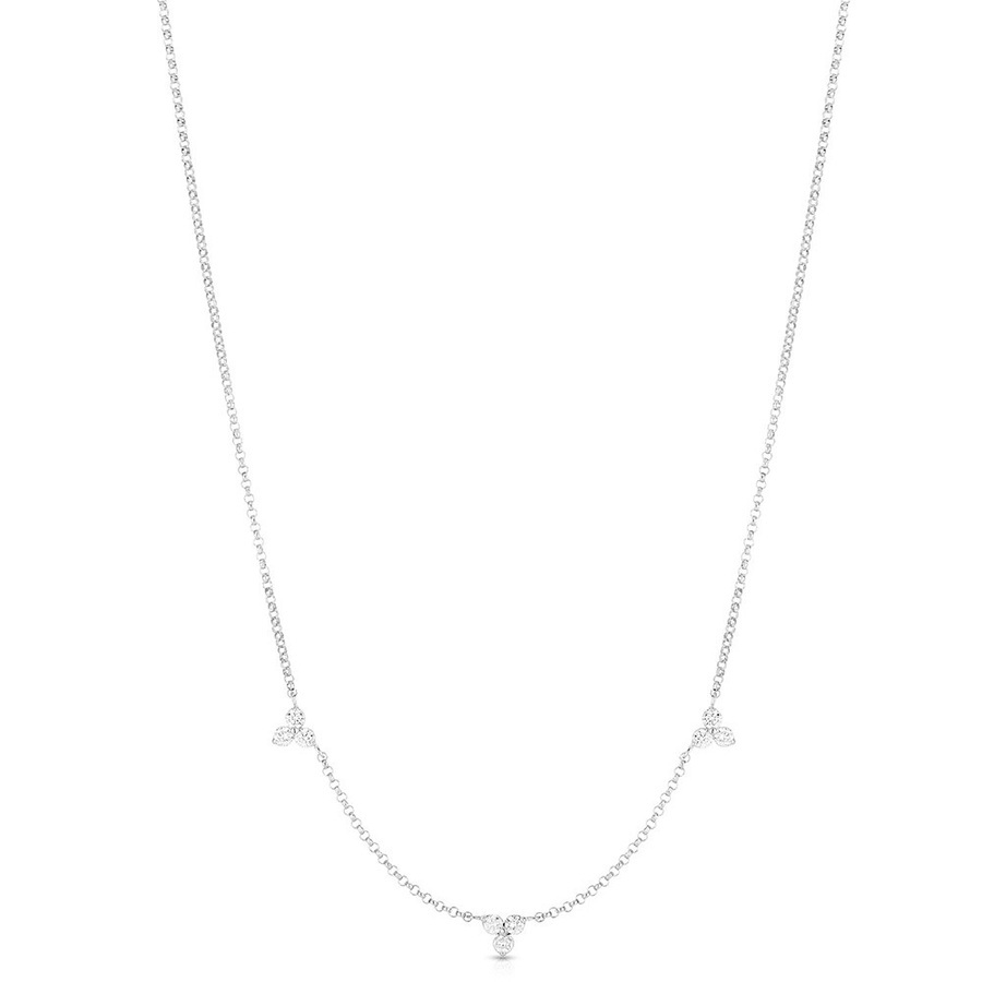 Roberto Coin Diamonds By The Inch 3 Station Diamond Necklace In White Gold - 0.25ctw - 7773260aw17x